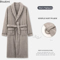 2026 Men's Autumn Winter Flannel Pajama Robes Thickened Warm Lace Up Bath Robes Men Loose Lounge Homewear Coral Fleece Nightgown
