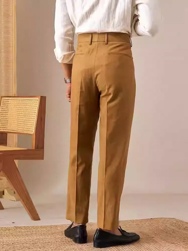 Men's Linen Blend Dress Pants Business Casual Trousers - View 4 | SAMAG