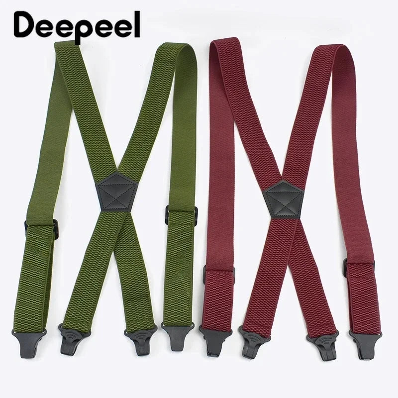 Deepeel 3.5X120cm Men's Adult 4 Clip Casual Trousers Fashion X - shaped Stripes Plastic Clamp Elastic - Visuel 3 | SAMAG