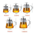 Heat-Resistant Borosilicate Glass Teapot with Removable Stainless Steel Infuser Kung Fu Tea Set Clear for Loose Leaf Tea Home Of