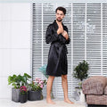 2025 Summer Men's Thin Pajamas Robes Men Homewear Long Sleeve Kimono Bathrobe Black Silk Sleepwear Male Shower Robe Nightwear