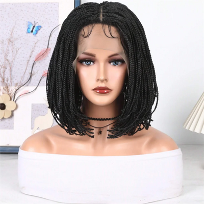Synthetic Lace Front Wigs For Woman Short Bob Wig with Bangs Braided Wigs Women Daily Party Cosplay Woman Wigs Black Gray