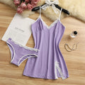Women Pajama Cotton Suspender Nightdress Set Cute Lace | SAMAG