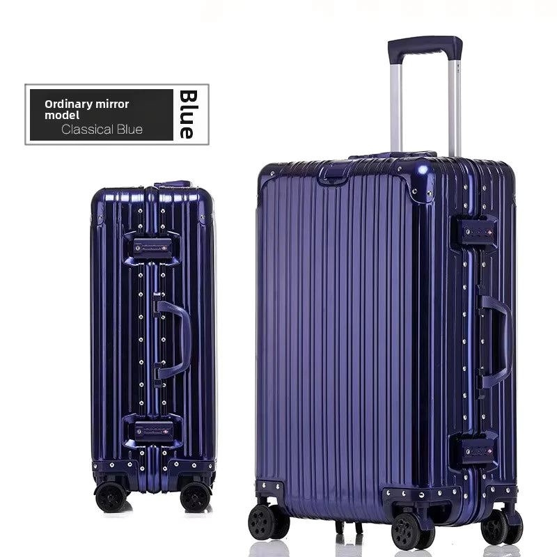 KLQDZMS German All Aluminum Magnesium Alloy Luggage 20 Inch Boarding Suitcase 28 Large Capacity Travel Business Leather Suitcase