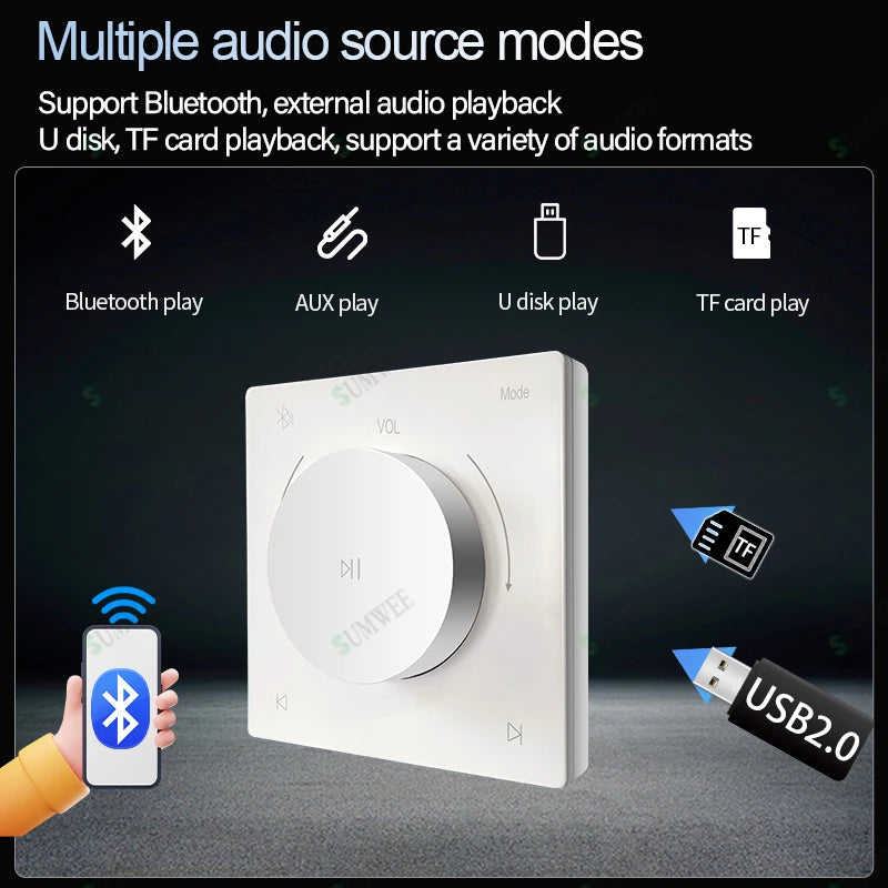 86 Type Mini Audio Wall Amplifiers Bluetooths TF AUX Music Control Panel Stereo Ceiling Speakers Controller Home Theater Systems
