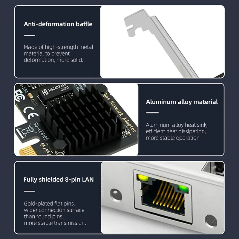 2500Mbps PCI - E To RJ45 I226 RTL8125B Network Card 2.5G Gigabit Ethernet 100/1000/2500Mbps For Desktop - Visuel 3 | SAMAG