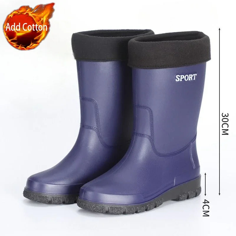 Summer Short Young Men's Rain Boots Motorcycle Gum Fashion Adult On Offer Gumboots Plastic Waterproof and Non-slip Male Shoes