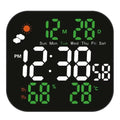 Wall Mountable Electronic Clock with Large Screen Real Time Temperature Humidity Readings Weather Forecast Green White