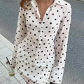 SINGREINY Polka Dot Cotton Blouse Suits Women Lapel Long Sleeves Shirt+Mini Skirt High Quality Autumn Slim Print Skirt Sets