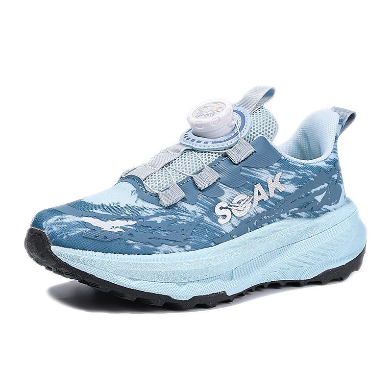 Childrens Sneakers Rotating Buckle New Anti Slip Comfort Mesh Student Boys Outdoor Ultra Light Soft Sole Training Running Shoes