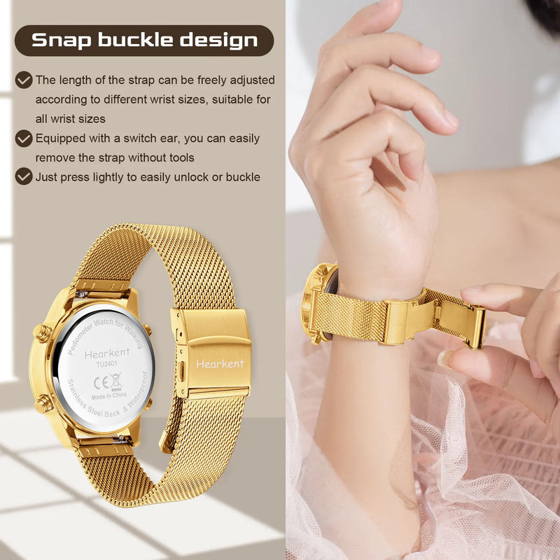 Hearkent Pedometer Watches Sport Step Counter Women's Digital Calories Mile Tracker Waterproof 30M for - Visuel 3 | SAMAG