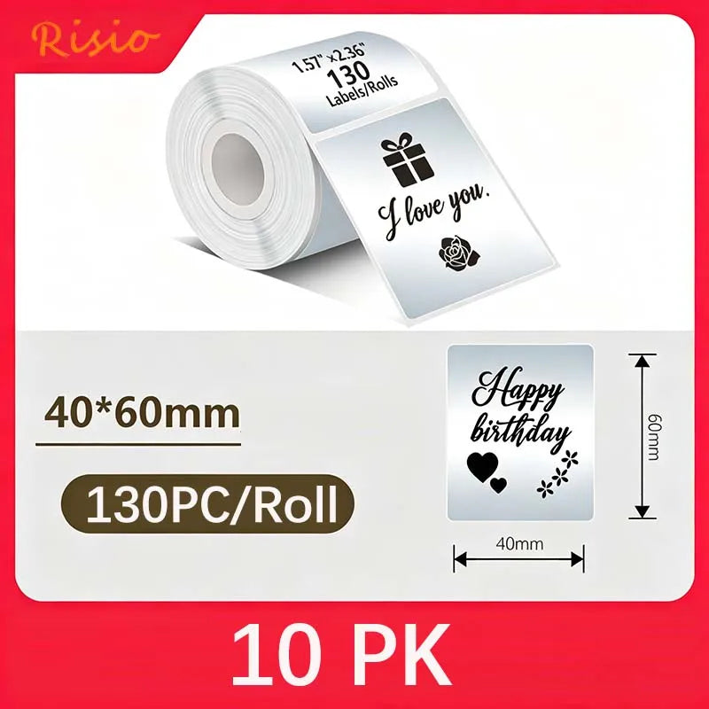 Matte Silver Thermal Label Roll Adhesive Printable Sticker Risio PET Silver Waterproof Inkless Tag For Phomemo M110 M108 P50 P80
