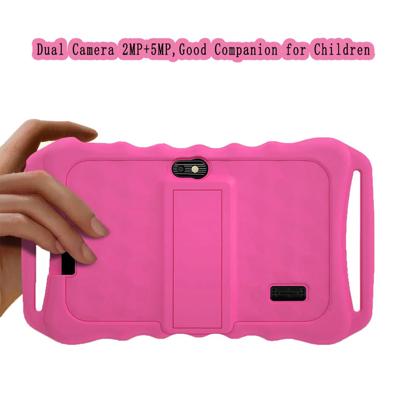 Android 13 Kids Tablet 7-inch,4-core CPU, 2.4G WiFi,2.0MP+5.0MP dual cameras 4GB RAM+64GB ROM,4000mAh Battery,
