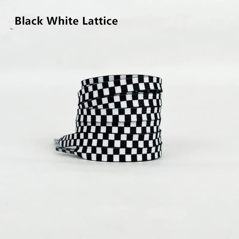 Black White Checkerboard Shoelaces Men Women Trend Personality Sneakers Sport Casual High Low Top Canvas Shoes Laces Dropship