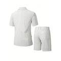 KIDWHXR Men Suit Set Summer British Style Solid Color Short Sleeve Male Outfit Slim Breathable Business Wedding Man 2-piece Suit
