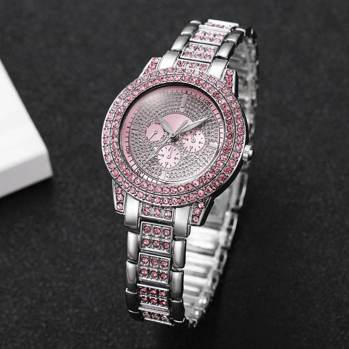 1/3PCS Luxury Rhinestone Women Watch Diamond Jewelry Set Elegant Steel Ladies Quartz Wristwatch Reloj Mujer（Without Box）