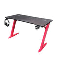 Gaming Desk with RGB LED Lights, Large Z-Shaped Gaming PC Desk with Carbon Fiber Desktop Computer Game Desk Table for Gamer