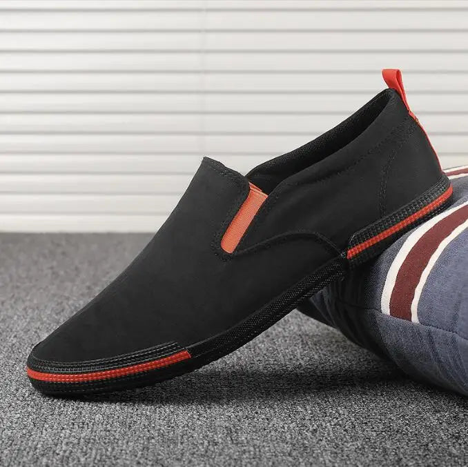 Men's Breathable Canvas Slip-On Casual Sneakers New Style Basic Pedaling Lazy Summer Loafers Comfortable Male Footwear