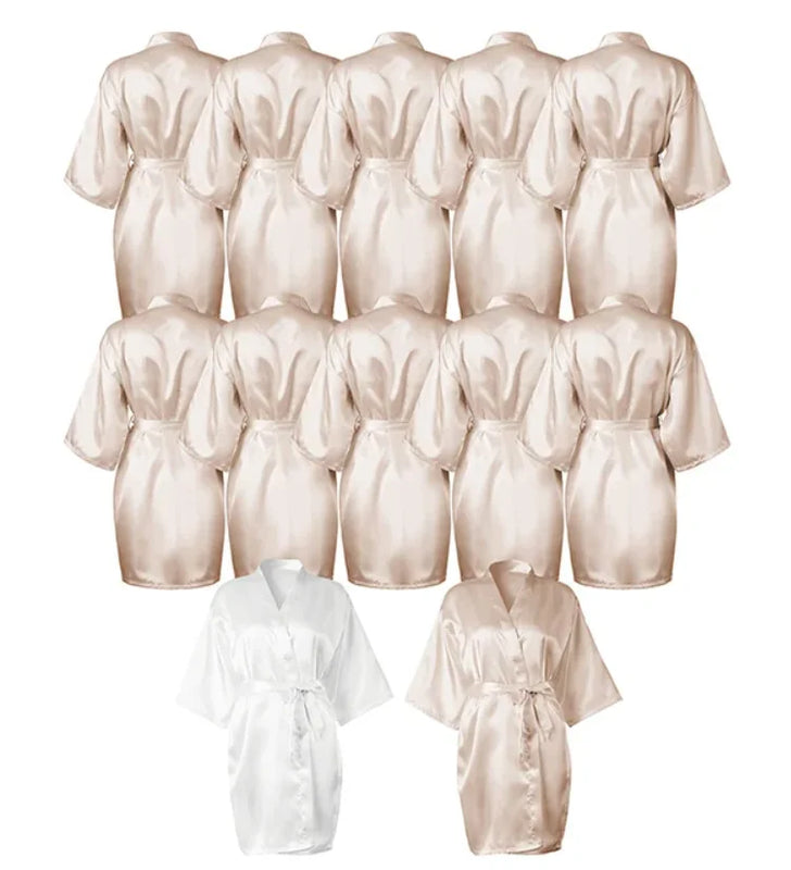 5-18pcs Wedding Team Bride Bridesmaid Robe Dressing Gown Satin Kimono Bathrobe for Women Bridal Shower Bachelorette Hen Party