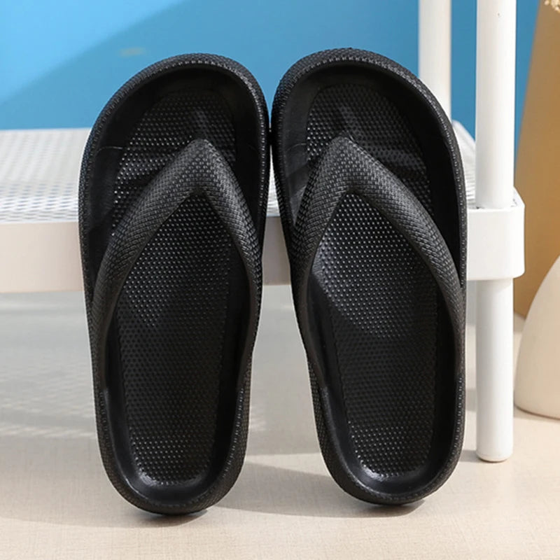 Rimocy Soft Sole EVA Women's Flip Flops 2025 Summer Beach Non-slip Cloud Slippers Women Thick Platform Clip Toe Bathroom Slides