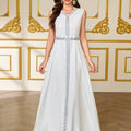 French-Style Luxury Grey-Blue Lace Embroidered Dress Set | SAMAG