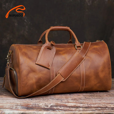 Vintage Men's Travel Bag Genuine Leather Hand Luggage | SAMAG