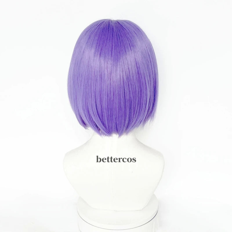 High Quality Rocket James Cosplay Wig Short PurpleHeat Resistant Synthetic Hair Anime Role Play Wigs + Wig Cap