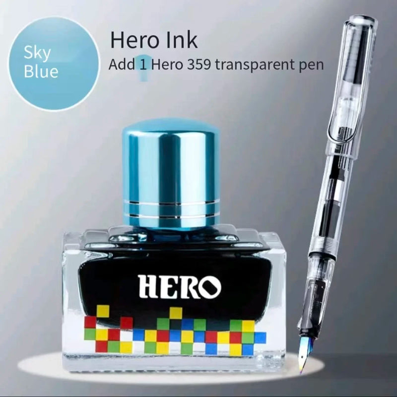 Hero 12 Colors Non-Carbon Ink 40ml Waterproof Quick Dry Fountain Pen Calligraphy Drawing Ink