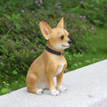 Solar Powered Chihuahua Statue Outdoor Garden Decor with LED Lights Automatic Night Light Dog Figurine for Yard Patio Pathway
