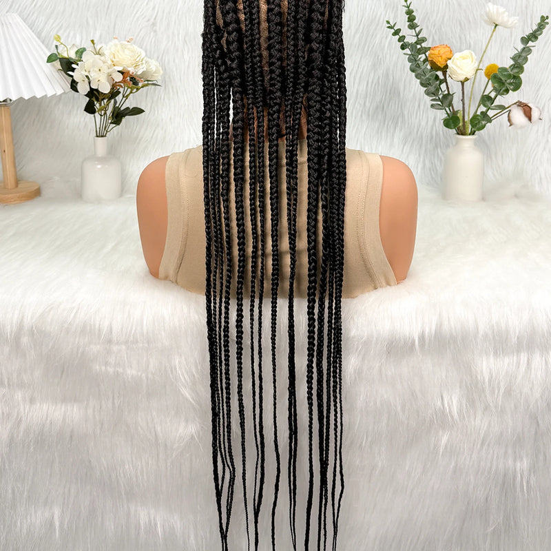 KIMA Lace Front Cornrow Box Braided Wig Synthetic Knotless Braids Wig With Baby Hair Heat Resistant Fiber Braiding Wigs For Afri