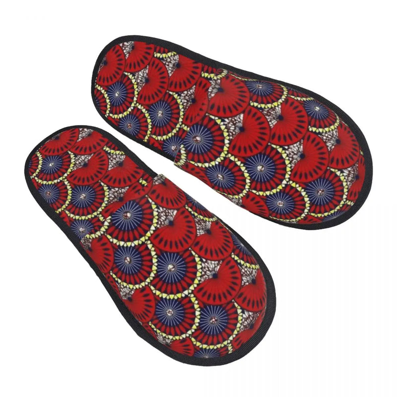 Custom Kizomba Samakaka Ankara Print Soft Memory Foam House Slippers Women African Wax Design Comfy Warm Anti-skid Sole Slipper