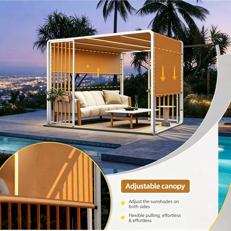 Any Size Custom Built In LED Strip Aluminum Gazebo Warm - View 2 | SAMAG
