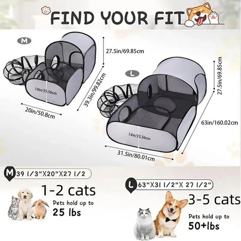 Foldable Enclosure Tunnels House Cat Dog Play Pen Interactive Toys Exercise Playground For Kitten Puppy Small Animals outdoor