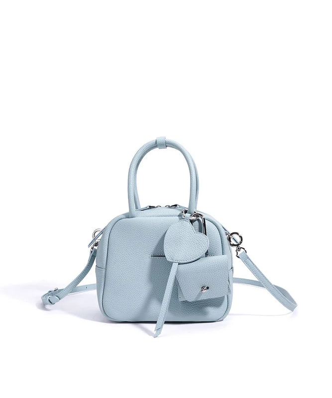 2026 New Women's Top Grain Leather Boston Bag Cute Heart Charm Mini Pocket Tassel Handbag Shoulder Crossbody Bag