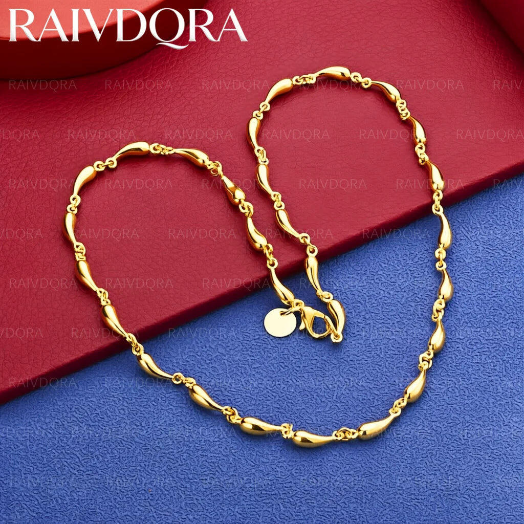 18K Gold Plated 45cm Chain Necklace For Women Men Charm Trend Birthday Gifts Fashion Party Fine Jewelry