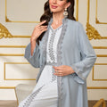French-Style Luxury Grey-Blue Lace Embroidered Dress Set | SAMAG