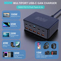 800W USB C GaN Charger 100W PD3.0 PPS QC3.0 10-Port Fast Charging Station for iPhone 16/15 Samsung MacBook Pro Laptops Tablets