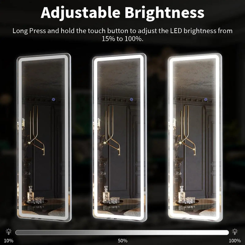 63"x20" Full Length Mirror with Lights,LED Mirror Full Length,Lighted Floor Mirror with Stand,Full Body Mirror with Dimming