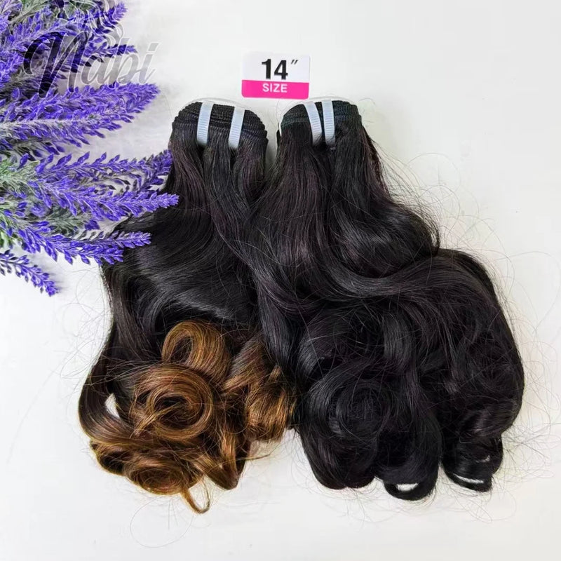 Indian Virgin Hair Human Bundles 8-18inch for Weaving Loose Bouncy Human Hair Natural Ombre Weft Extension for Black Women