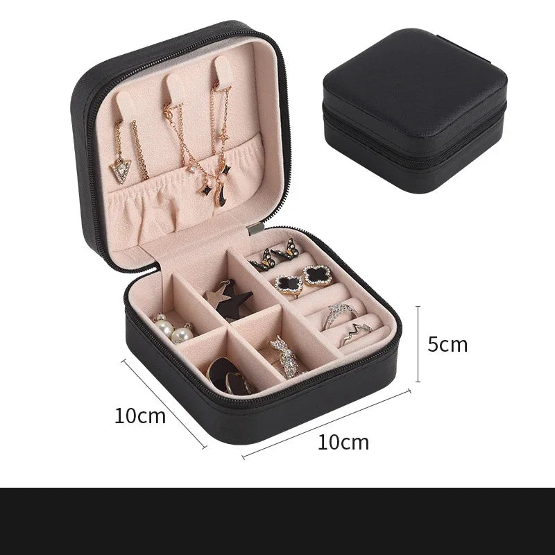 Portable Mini Jewelry Storage Box Travel Organizer Case Leather Earrings Necklace Ring Display - Visuel 7 | SAMAG