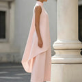 Sleeveless High Neck Jumpsuit With Asymmetric Draped Overlay Wide Leg Culottes Elegant Formal Evening Wear For Women