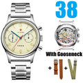 RED STAR 38mm Men's 1963 Chronograph Mechanical Watch Pilot with Seagull Movement ST1901 Air Force Aviation Sapphire Goose 40mm