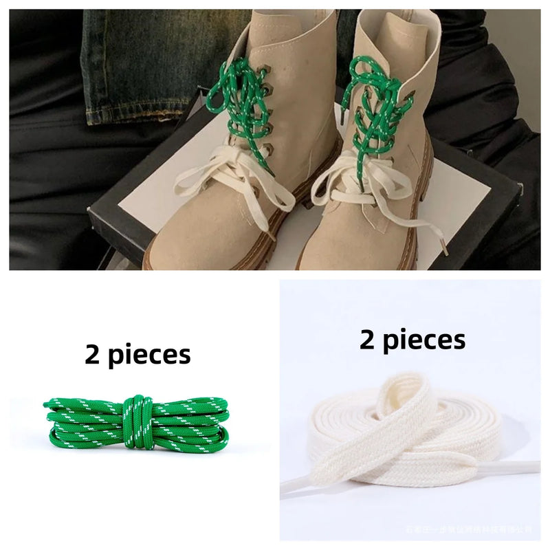 Length 100cm DIY Freedly Round Leather Colorful MIU Shoelaces Canvas Casual  Boots Shoe Laces Rope Shoestrings