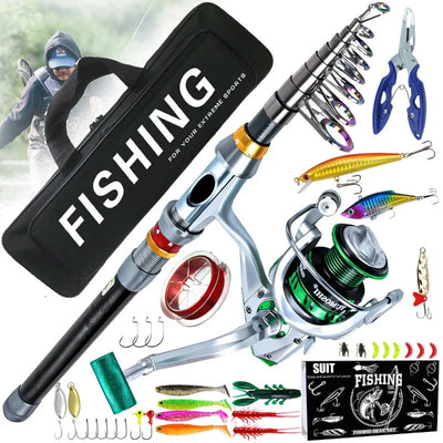 Telescopic Fishing Rod Reel Combo Set Portable Full Kit | SAMAG