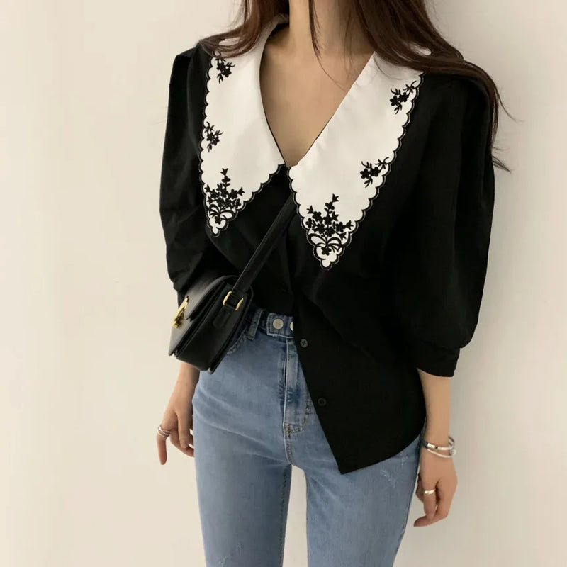 Plus Size Women's Summer Retro Short Sleeve Blouse Loose - View 7 | SAMAG