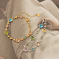 JOVO LOVE Colorful Lover Album Heart Crystal Bracelet for Women Stainless Steel Exquisite Metal Chain Bangles Popularity Jewelry