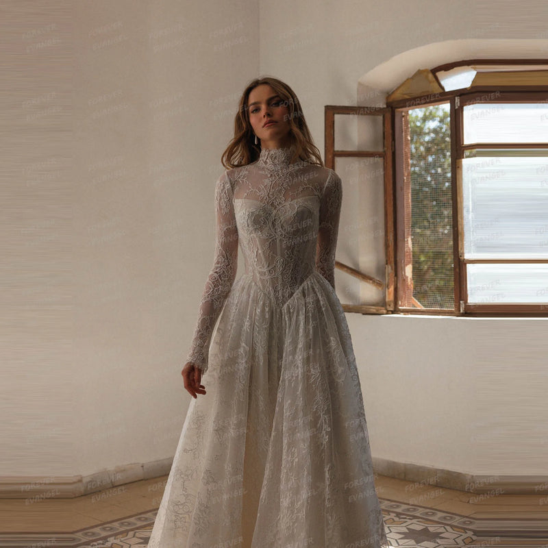 Simple Wedding Dresses A Line Woman's Sexy Lace Shiny - View 4 | SAMAG