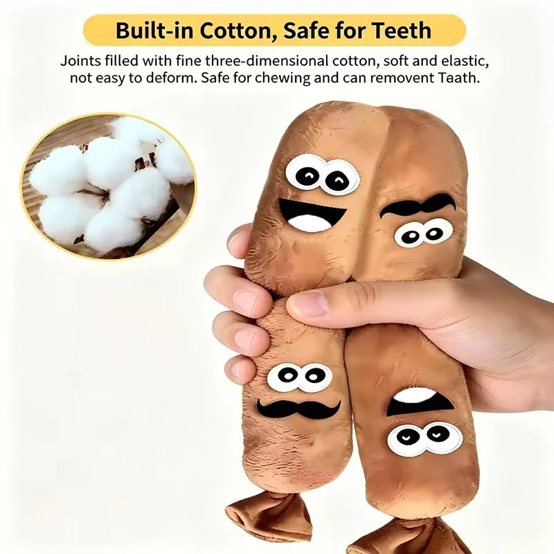 Sausage Shaped Plush Squeaky Dog Toy Bite Resistant Molar Toy Interactive Play For Small Medium Dogs Boredom Relief Pet Toys