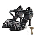 Latin Dance Shoes Women High Heels Hot Selling Diamond-encrusted Sandals Indoor Soft-soled Stage Game Party Social Ballroom Girl