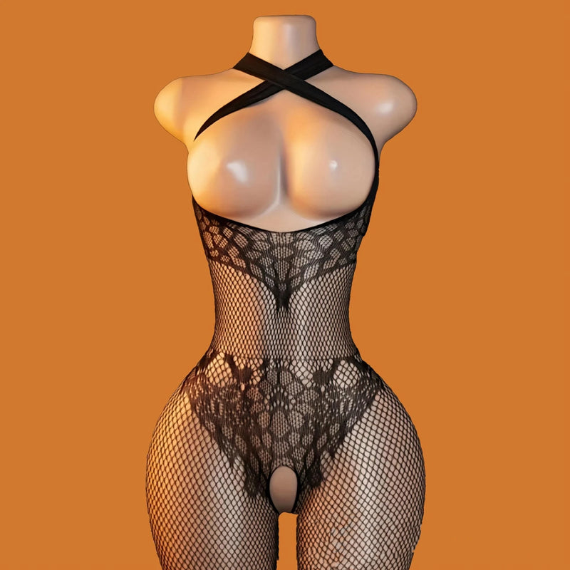Women's Porn Sex Underwear Sexy Lingеrie Mesh Crotchless Bodystocking Bodysuit Full Body Stockings Open Bra Erotic Lingerie